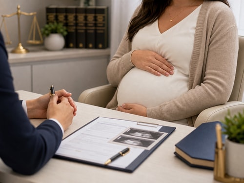 Gestante com as mãos sobre a barriga, imagem sobre auxílio-doença na gravidez de risco